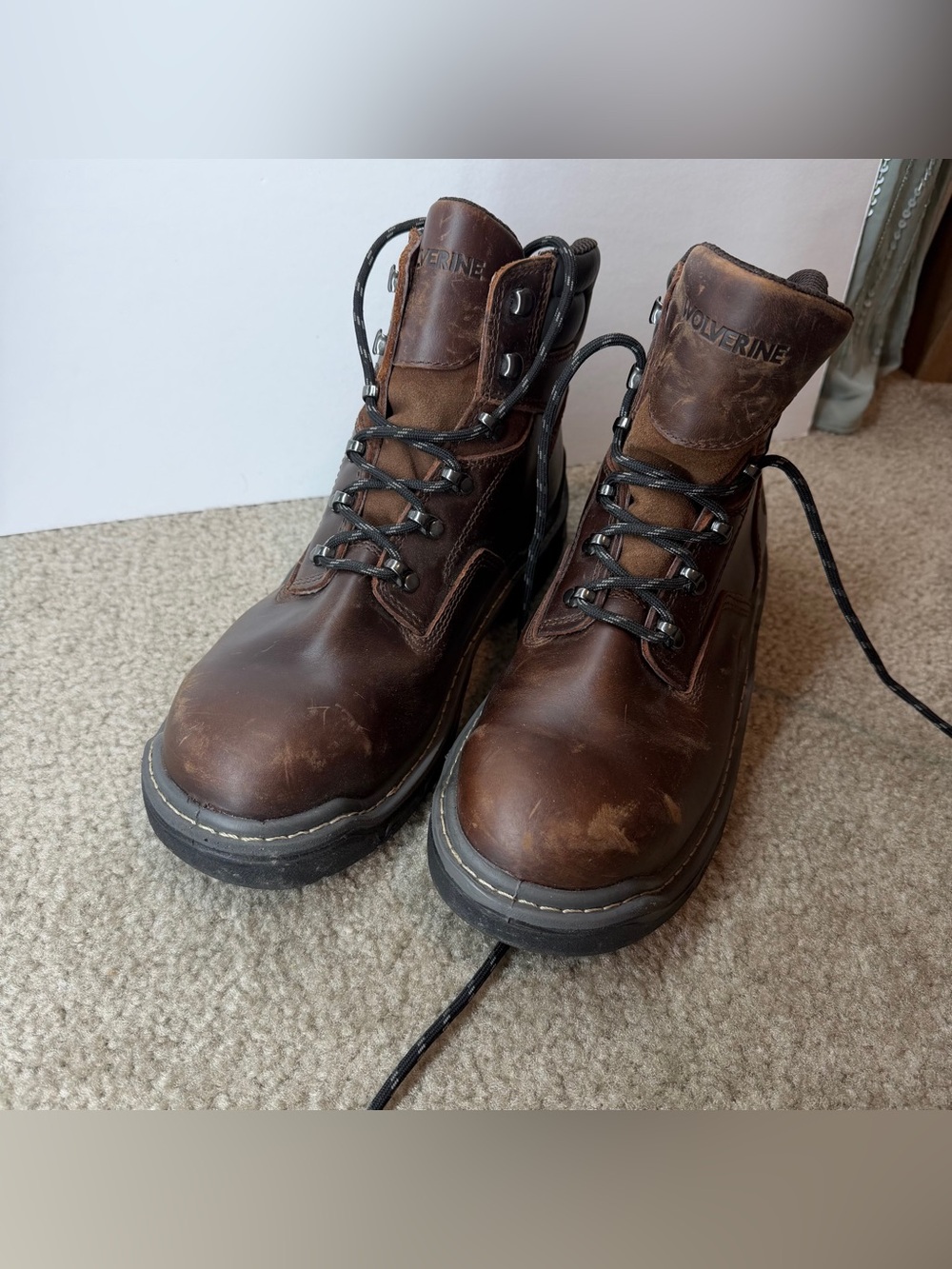 Wolverine Raider DuraShocks Flex 6" Men's Work Boots – Brown Leather Size 9